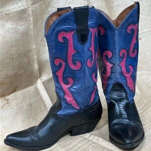 Nine West Blue and Pink Heeled Boots
